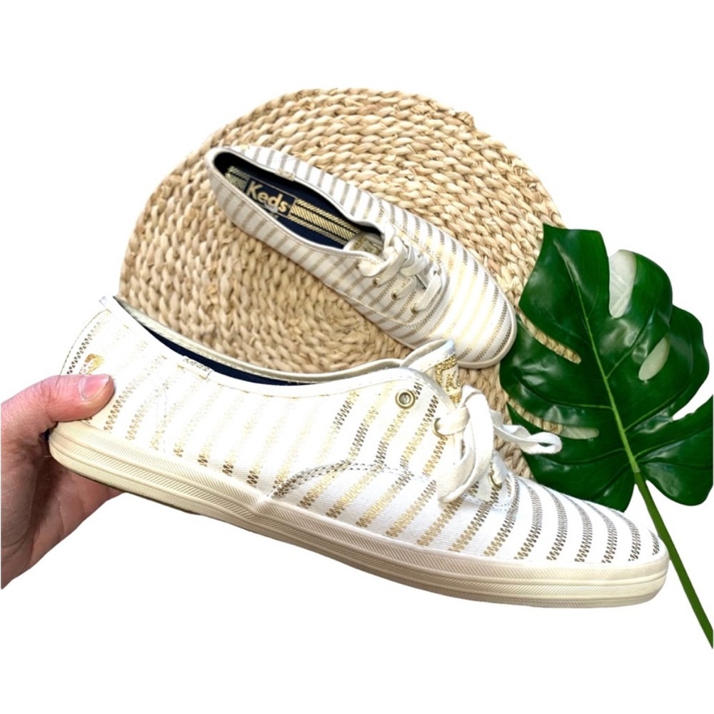 Keds Champion Women’s Size 9 Metallic Gold Stripe Lace Up Sneakers